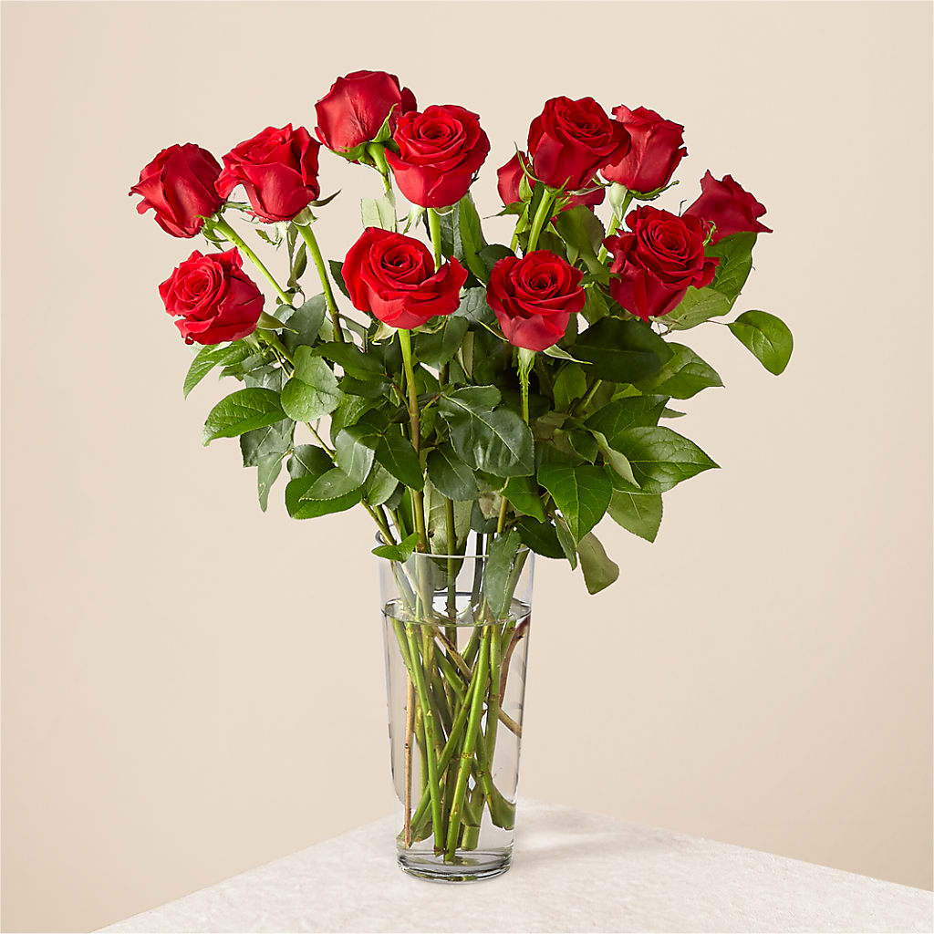 Long Stem Red Rose Bouquet – EVERYTHING'S GREEN FLORIST, Redwood City CA