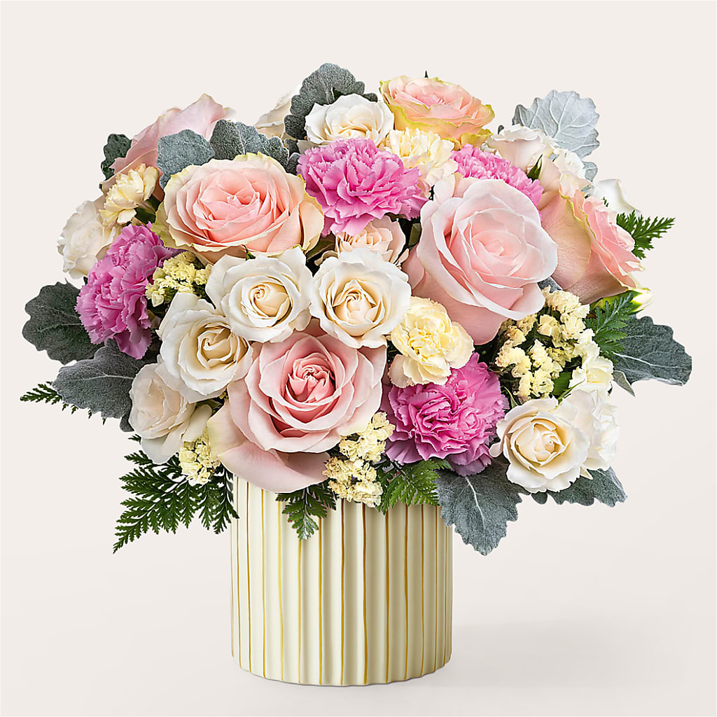 Blissful Moments Bouquet with Ivory Vase – EVERYTHING'S GREEN FLORIST, Redwood City CA