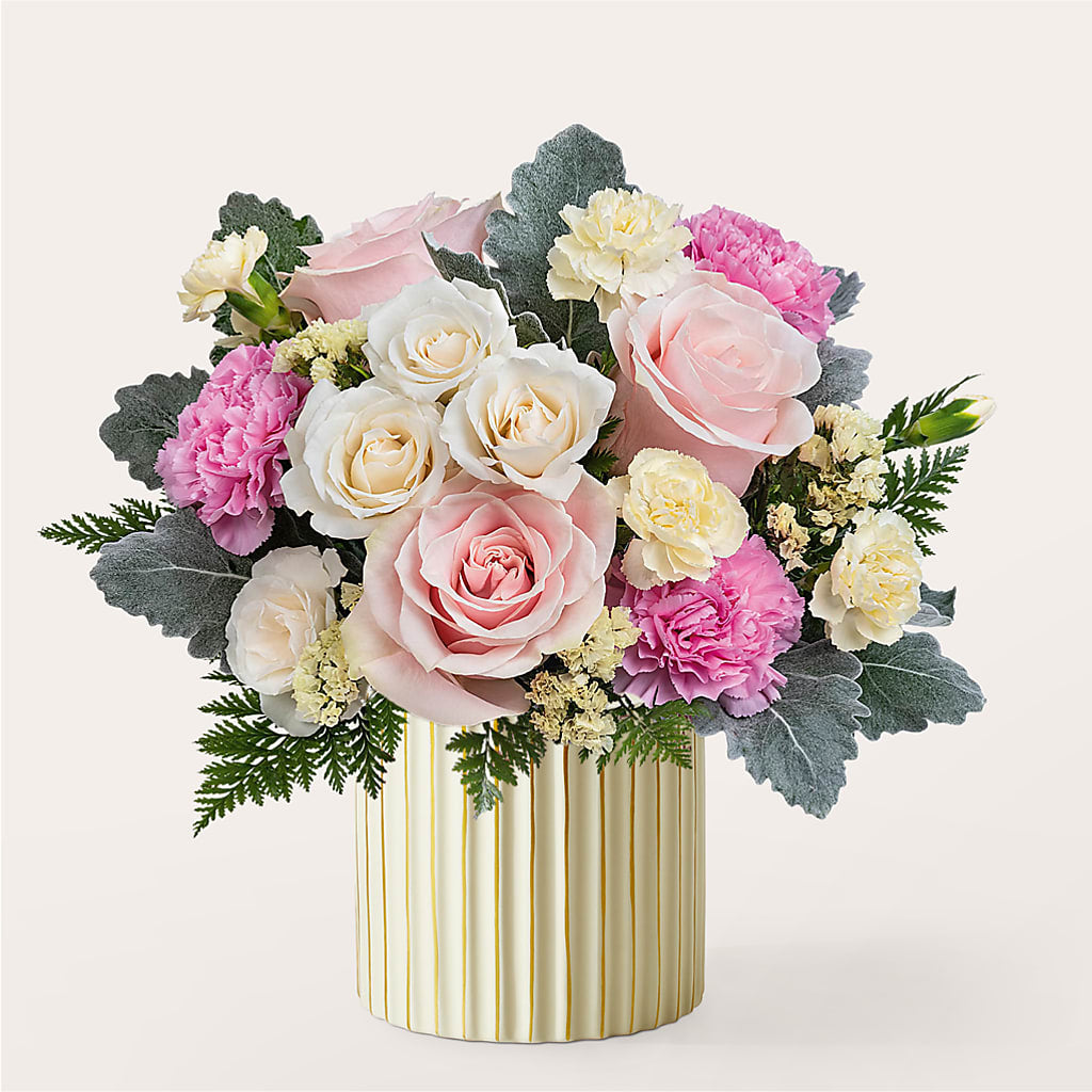 Blissful Moments Bouquet with Ivory Vase – EVERYTHING'S GREEN FLORIST, Redwood City CA