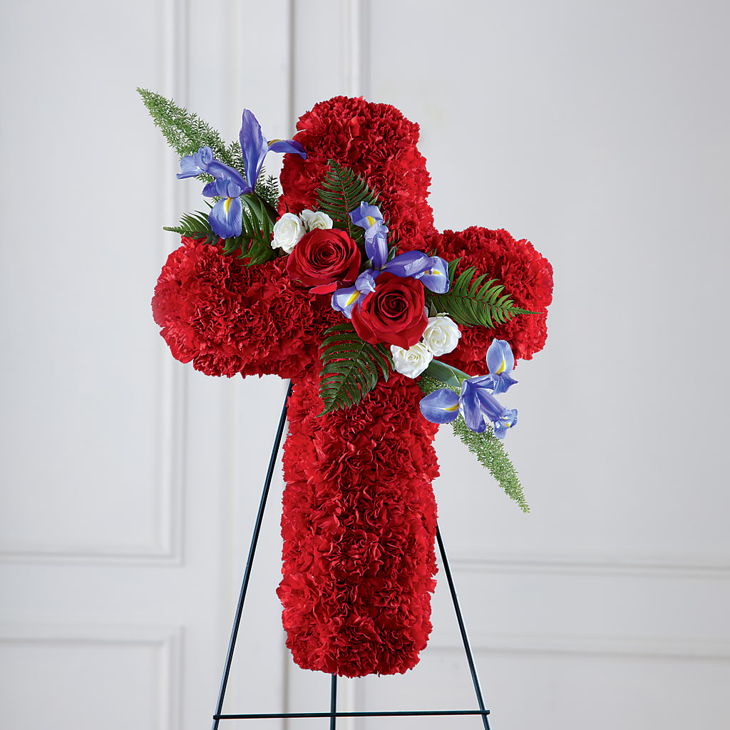 Faithful Hero Floral Cross – EVERYTHING'S GREEN FLORIST, Redwood City CA