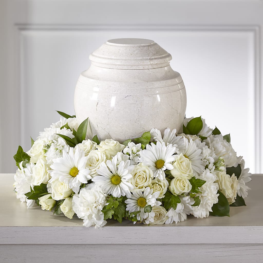 Ivory Gardens Cremation Adornment – EVERYTHING'S GREEN FLORIST, Redwood City CA