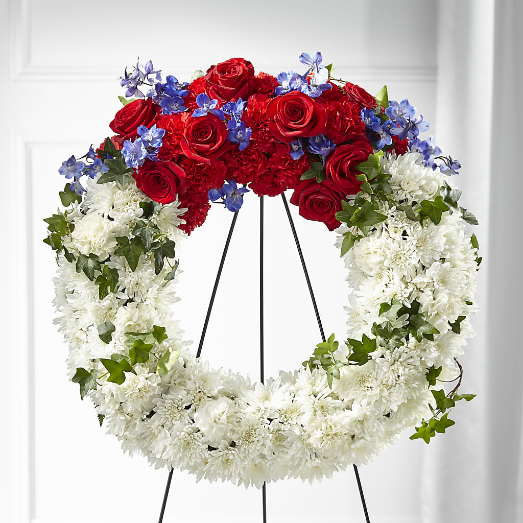 Patriotic Passion Wreath – EVERYTHING'S GREEN FLORIST, Redwood City CA