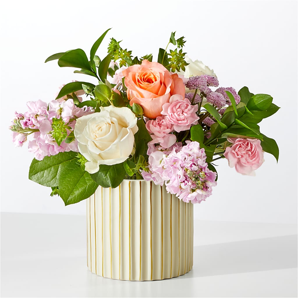 French Market Bouquet with Ivory Vase – EVERYTHING'S GREEN FLORIST, Redwood City CA