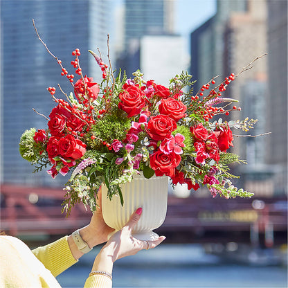 Big Red Bow Bouquet – EVERYTHING'S GREEN FLORIST, Redwood City CA