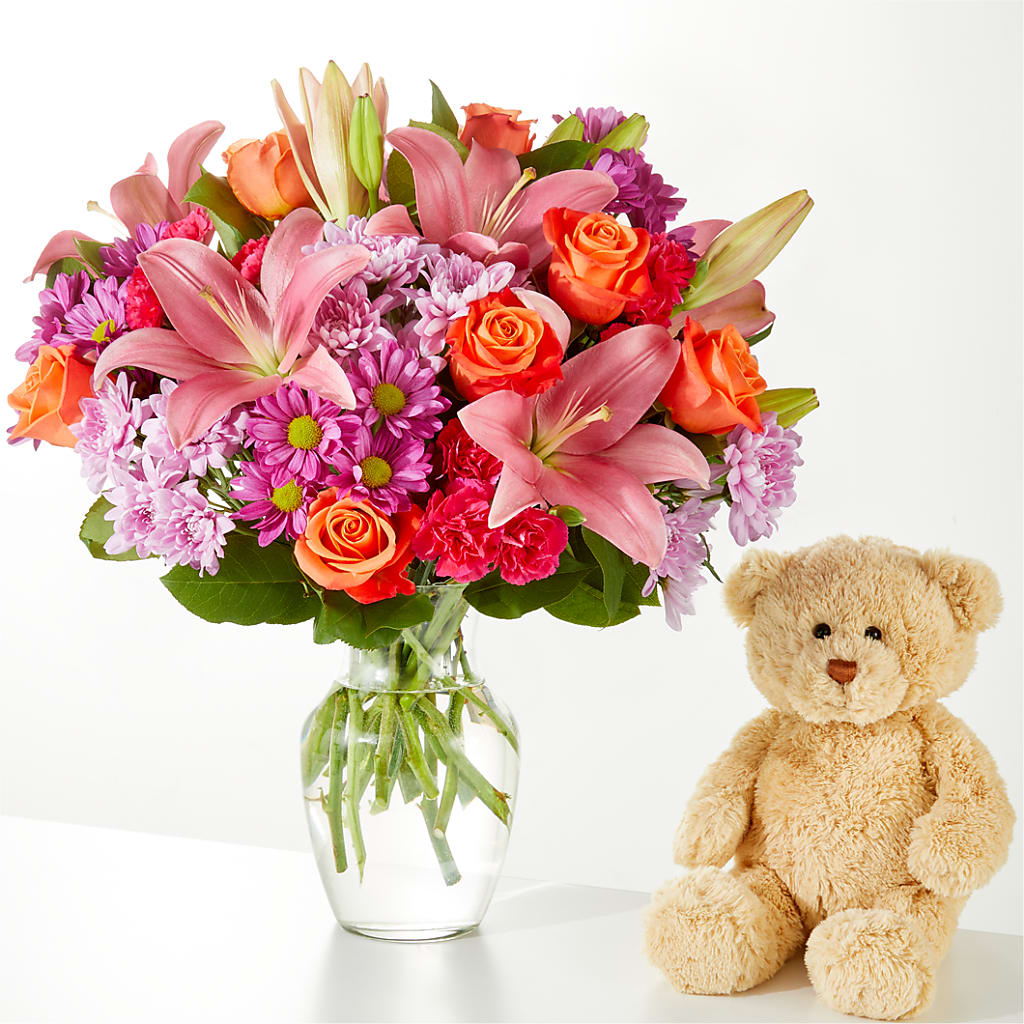 One and Only Bouquet and Bear Bundle – EVERYTHING'S GREEN FLORIST, Redwood City CA