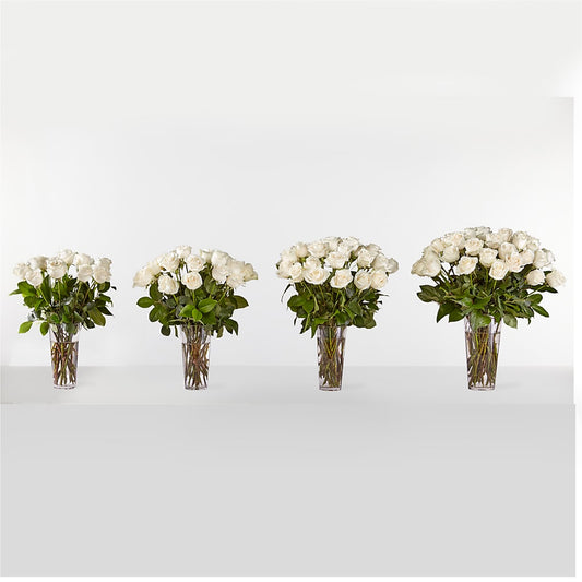 Long Stem White Rose Bouquet – EVERYTHING'S GREEN FLORIST, Redwood City CA