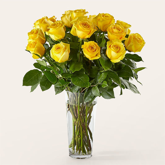 Long Stem Yellow Rose Bouquet – EVERYTHING'S GREEN FLORIST, Redwood City CA