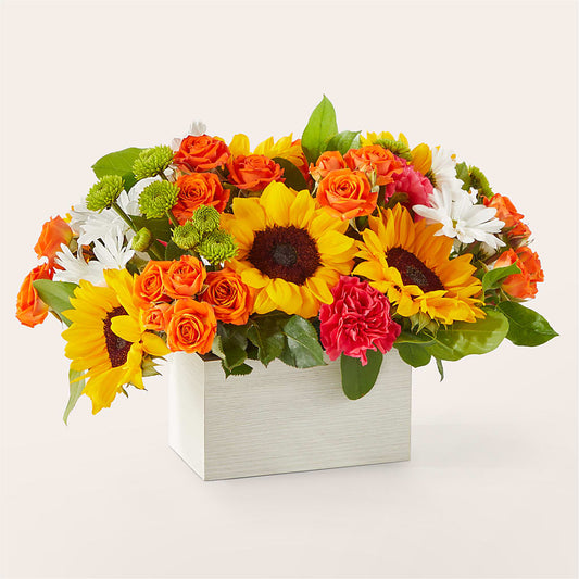 Sun-drenched Blooms Box Bouquet – EVERYTHING'S GREEN FLORIST, Redwood City CA