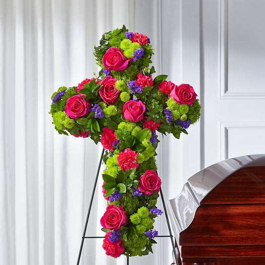 Tribute Rose Floral Cross – EVERYTHING'S GREEN FLORIST, Redwood City CA
