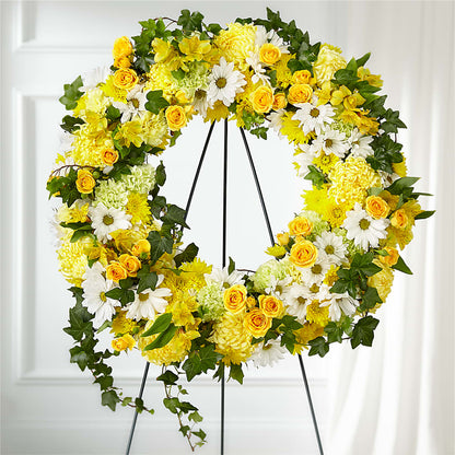 Golden Remembrance Wreath – EVERYTHING'S GREEN FLORIST, Redwood City CA