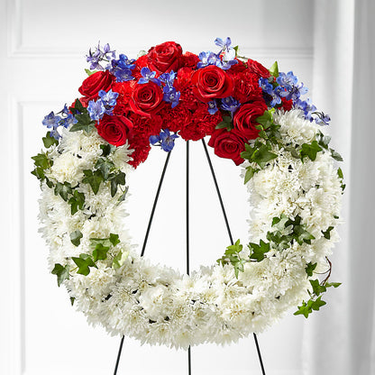 Patriotic Passion Wreath – EVERYTHING'S GREEN FLORIST, Redwood City CA