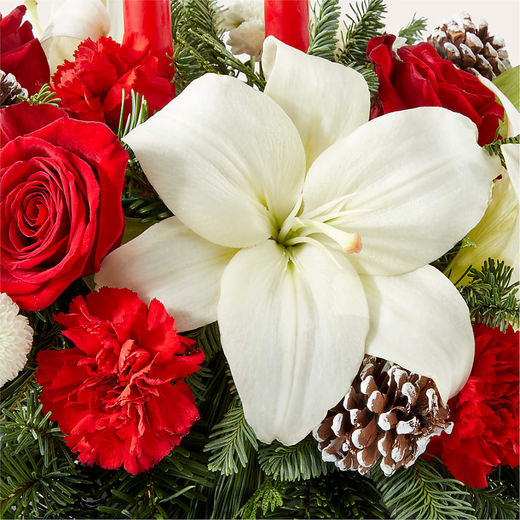 Seasonal Festivities Centerpiece – EVERYTHING'S GREEN FLORIST, Redwood City CA