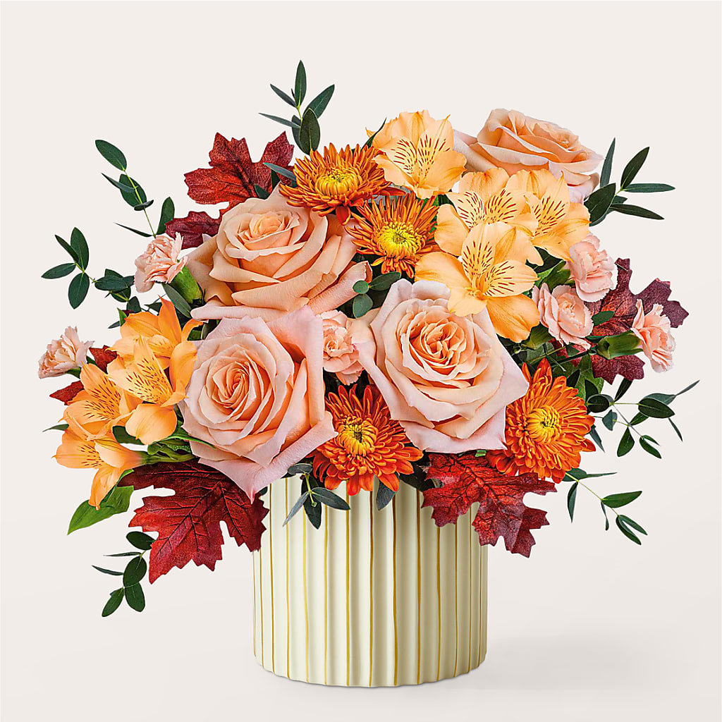 Spiced Latte Bouquet with Ivory Vase – EVERYTHING'S GREEN FLORIST, Redwood City CA