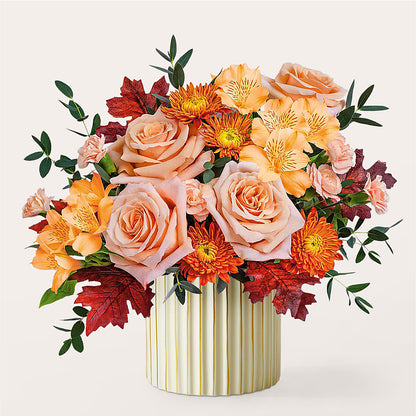 Spiced Latte Bouquet with Ivory Vase – EVERYTHING'S GREEN FLORIST, Redwood City CA