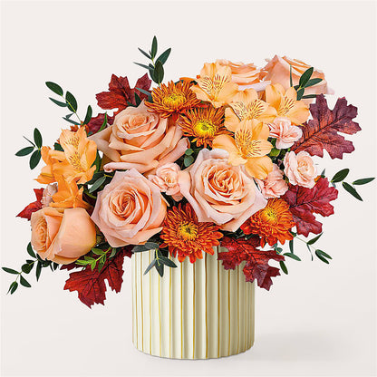 Spiced Latte Bouquet with Ivory Vase – EVERYTHING'S GREEN FLORIST, Redwood City CA