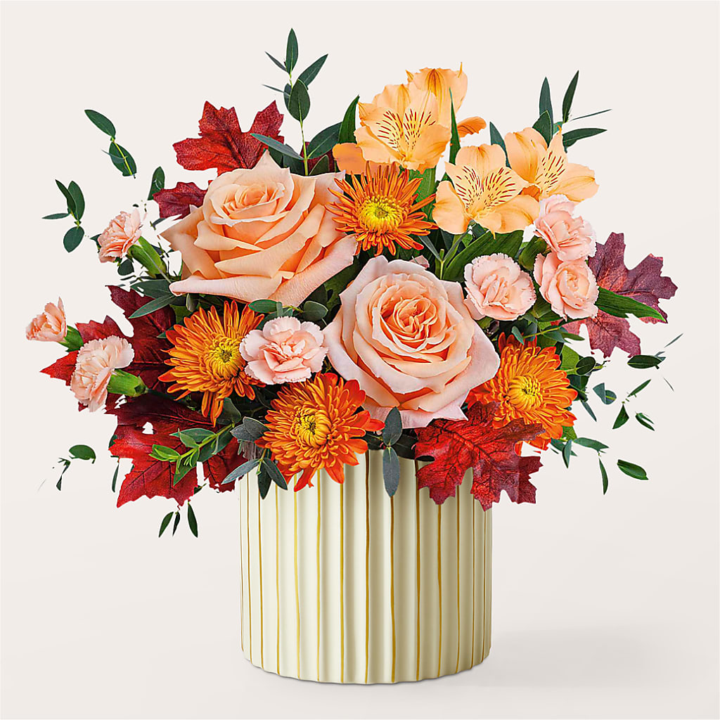 Spiced Latte Bouquet with Ivory Vase – EVERYTHING'S GREEN FLORIST, Redwood City CA