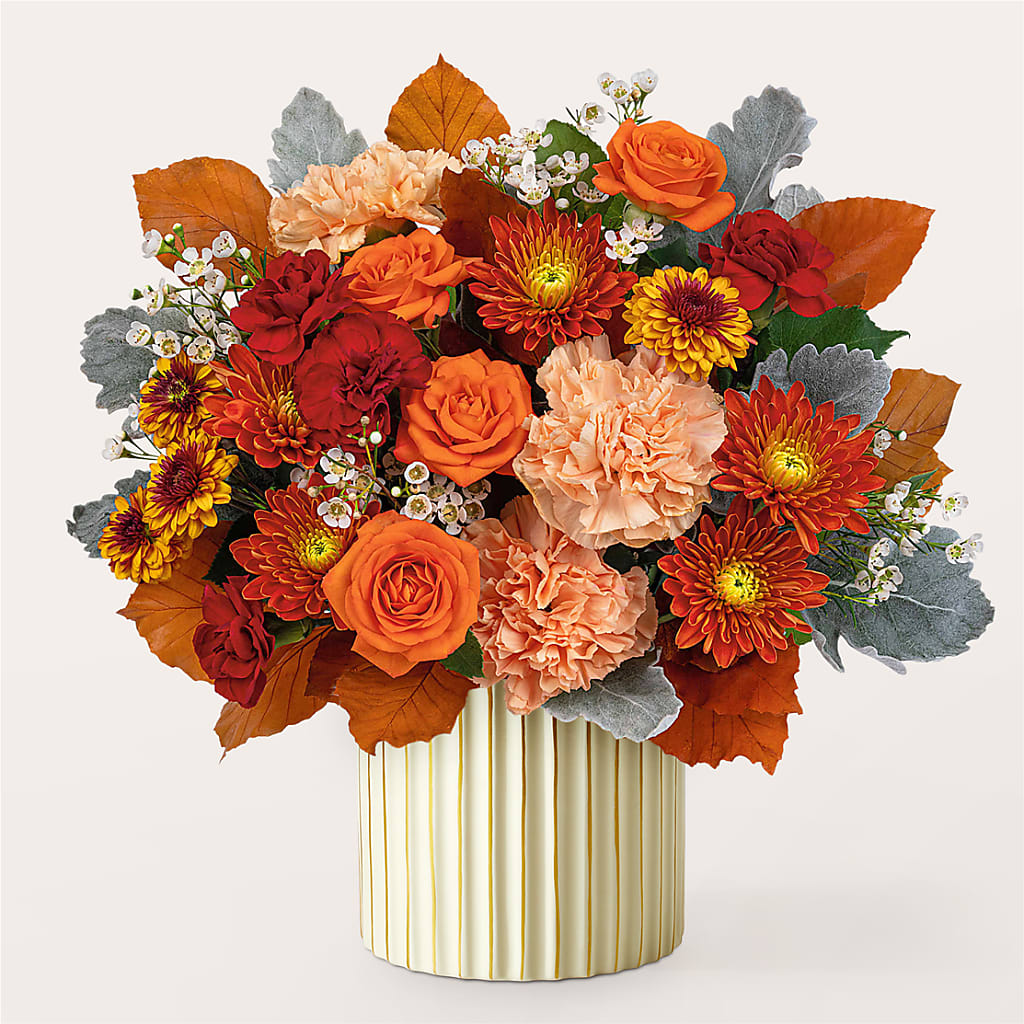 Merlot Bouquet with Ivory Vase – EVERYTHING'S GREEN FLORIST, Redwood City CA