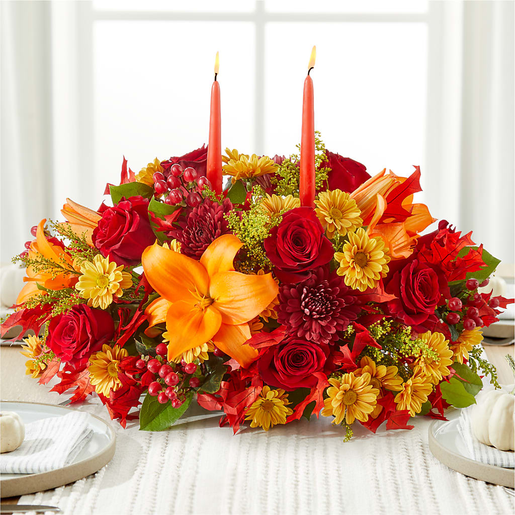 Autumn's Embrace Centerpiece – EVERYTHING'S GREEN FLORIST, Redwood City CA