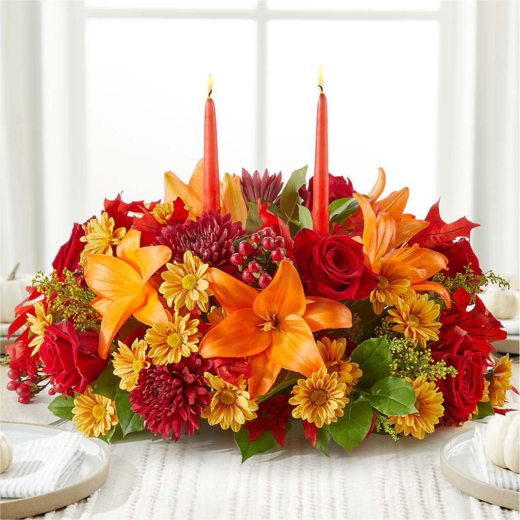 Autumn's Embrace Centerpiece – EVERYTHING'S GREEN FLORIST, Redwood City CA